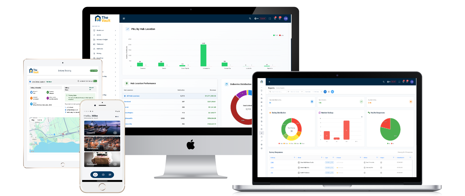 The Vault Warehouse Management System Dashboard on multiple devices